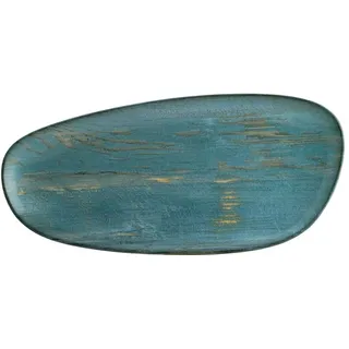 2x Bonna Madera Mint Vago Platte oval 36cm 2,5cm hoch Türkis Blau Braun Porzellan MDRMTVAO36DT Servierplatten Speiseteller Essteller Geschirr