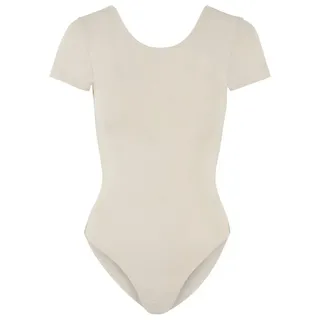 URBAN CLASSICS Damen Body Ladies Organic Stretch Jersey Body, Kurzarm Body für Frauen, Bio-Baumwolle, whitesand, L - L