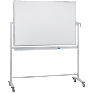 FRANKEN Mobiles Whiteboard 200 x 100 cm, doppelseitig, lackiert, magnetisch, beschreibbar, trocken abwischbar, Whiteboard mit Ständer und Rollen