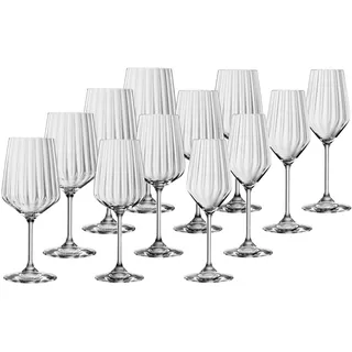 Spiegelau, 12-teiliges LifeStyle Set, 4x Rotweinglas (630 ml), 4x Weissweinglas (440 ml), 4x Champagnerglas (310 ml), 4459994, Weingläser und Sektgläser aus Kristallglas, Spülmaschinenfest, Klar