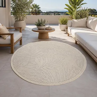 VIMODA In- und Outdoor Teppich Küchen, Terrassen & Balkon Teppich In Beige, Maße:Ø 160 cm Rund