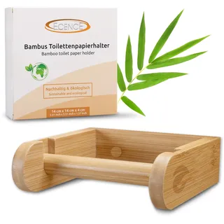 ECENCE Toilettenpapierhalter Holz Bambus Wandmontage ohne Bohren möglich | stilvoller Klopapierhalter, Klorollenhalter für das WC im harmonischen Naturdesign