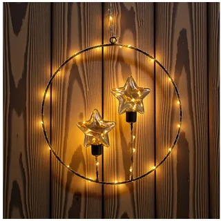 Spetebo LED-Dekofigur Metall Dekoring mit 42 LED in soft gold - 28 cm (Anzahl, 1 St., Stück), mit Timer schwarz