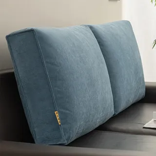 EXZFW RüCkenkissen Bett/Sofa, Keilkissen Sofa, Lesekissen für Bett und Sofa, Bettkissen RüCkenlehne Bett, Rücken Kissen,RüCkenpolster Bett Sitzkissen,Couchkissen Reading Pillow,Blau,70x40x12cm (1 pc)
