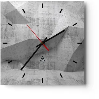 ARTTOR Moderne Wanduhr 40x40cm Quadrat Glasuhr Abstrakt Schwarz-Weiß - 4183 | Beton Wand Grau Glas Analog Wanduhr Lautlos Wanddekoration Wohnzimmer Büro Küche Wanddeko Küchenuhr Geräuschlos ARTTOR
