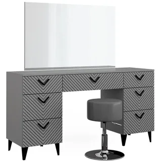Vicco Schminktisch Anett Grau mit Hocker, 150 cm,