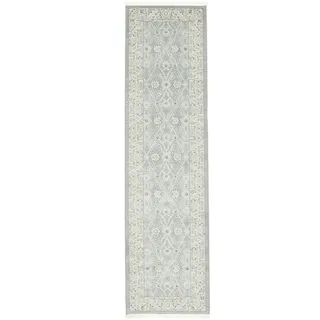 RugVista Ziegler Madison, Teppich, 80 x 200 cm, Rechteckig, Niedriger Stapel, Wohnzimmer, Esszimmer, Schlafzimmer, Diele, Nur chemische Reinigung, Oeko_tex_100, Hell Blau/Cremeweiß Beige