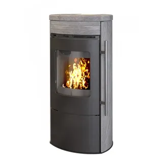 Kaminofen Koppe Karabo XL 7 kW Verkleidung Speckstein Korpus Gussgrau Anschluss