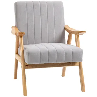 Homcom Ohrensessel Samt 74 x 82 x 68 cm Hellgrau