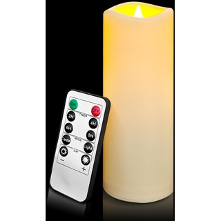 candlesee LED Flammenlos Kerzens of 1 Stück, Wasserdichte batteriebetriebene flackernde Kerze den Außenbereich mit Timer-Fernbedienung für Balkone, Außenlaternen, Innenbereich, Hochzeitsdekorationen