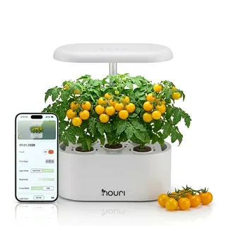 Nouri 5-Pod Smart Garden mit App | mit Alten Tomatensorten | Hydroponic System | Smart Garden für Indoor Garten & Indoor Kräutergarten | LED-Pflanzenlampe | Einfache Bedienung
