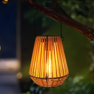 Solarlampen Für Außen, Rattan Lampions Außen Wetterfest IP65 Mit LED Glühbirne, Solarlampen Für Außen Hängend Gartendeko Balkon Deko, Garten Solarleuchten Hinterhöfe Balkon Beleuchtung