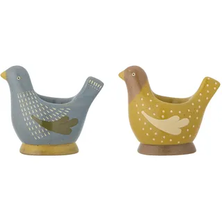 Bloomingville Charmante Bloomingville Birdy Eierbecher in Blau – Set aus hochwertiger Steingut-Keramik