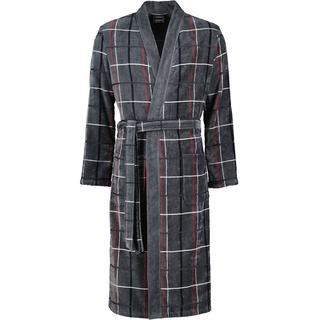 CAWÖ Bademäntel Herren Kimono Karo 4853 anthrazit-rot - 79 XL