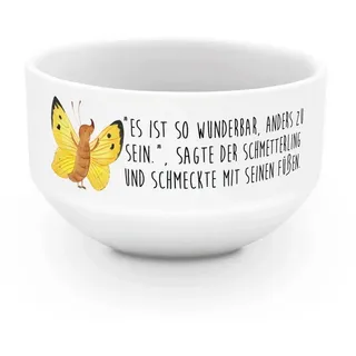 Mr. & Mrs. Panda Müslischale Schmetterling Zitronenfalter, dessertschale, Weiß, schale, reisschale, Keramik, (Packung), Motivierend Müslischale Porzellan Obstschale weiß