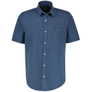 Kurzarmhemd LERROS "LERROS Unifarbenes Baumwoll-Leinenhemd" Gr. 3XL, e x traweit, blau (classic navy) Herren Hemden Kurzarm