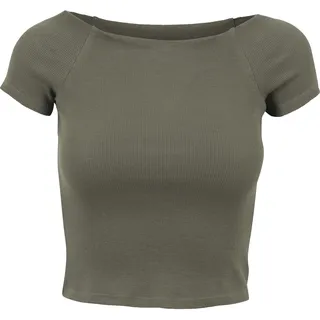 URBAN CLASSICS Ladies Off Shoulder Rib Tee Grün XL