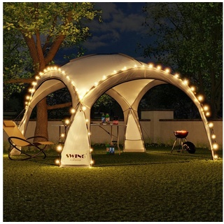 Swing&Harmonie Faltpavillon LED Event Pavillon XXL DomeShelter 450cm, inkl. Solarmodul Designer Gartenzelt mit Beleuchtung Camping Partyzelt grau