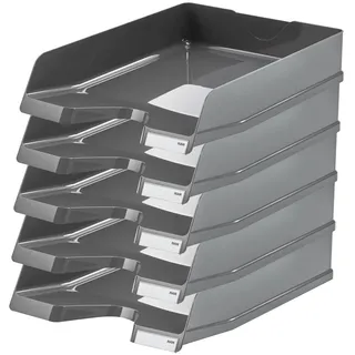 HAN Briefablage Viva, 5 STÜCK, stilvolle Elegante Design-Briefablage in Premium-Qualität. DINA4/C4, mit Beschriftungsclips, 10275-191, dunkelgrau