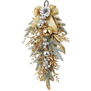 Weihnachtsdeko Tropfen Girlande für Türkranz Weihnachten, Weihnachtsmann Weihnachtskranz Tür, Türschmuck Weihnachten, Teardrop SwagWeihnachtskranz Haustür für Haustür Wand Fenster, Adventskranz