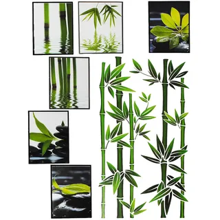 alles-meine.de GmbH Set - Fliesensticker/Badezimmer/Wandtattoo - ECKIG - Wellness SPA/Bambus & Strauch - Steine - Sand Wasser - Fliesensticker/Badezimmer - Panorama Poste..