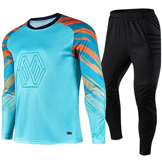 G&F Unisex Fußball Antikollisions Gepolstert Torwartanzug Trikots Ganzkörperschutz 2 Stück (Color : Blue, Size : S)