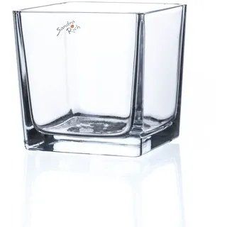 SANDRA RICH Vase Glas Kastenvase Glasvase -CUBE- quadratisch klar H 12 cm
