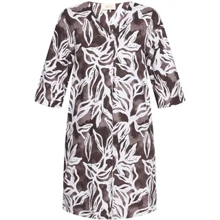 Cartoon Sommerkleid mit Muster Braun/Weiß 34