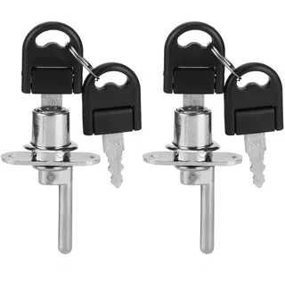 Set Mit 2 Büroschubladenschlössern Inklusive Schlüsseln (19 Mm Kopf, Silber)