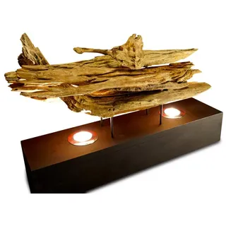 Kinaree Treibholz Tischleuchte RATCHABURI – Holzlampe aus Thailand, 62 cm, Echtholz Lampe mit Schalter & Eurostecker für Sideboard oder Anrichte
