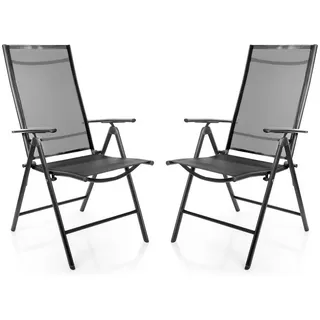 BigDean Gartenstuhl 2 St. 120 kg belastbar 7-fach verstellbar dunkelgrau 55 x 70 x 106 cm