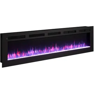 Elektrokamin, Schwarz, Metall, 178x43x15 cm, Fernbedienung, Flammeneffekt separat schaltbar, Überhitzungsschutz, Thermostat, Dimmer, Freizeit, Heizen & Kühlen, Elektrokamine