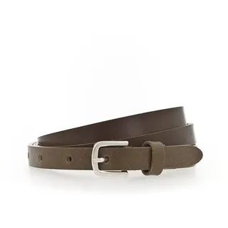 Vanzetti Damen Gürtel - schmaler Ledergürtel, Metall Schnalle Grün 65 cm