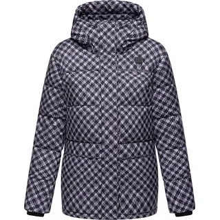 Ragwear Steppjacke Wikesh Print Wasserdichte Damen Winterjacke mit Hahnentritt-Muster lila S (36)
