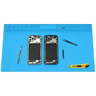 Lötmatte extra groß aus Silikon 70x40cm, antistatische Reparaturmatte hitzebeständig bis 500°C, magnetische Lötmatte Magnetmatte Soldering Matte für Elektronik Telefon Laptop und Reparatur