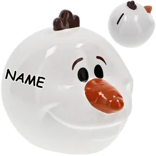 alles-meine.de GmbH große Spardose - Motiv wählbar - - Frozen die Eiskönigin - Schneemann Olaf inkl. Name - aus Keramik/Porzellan - 15,5 cm - mit Verschluss - stabile Sparbüc..