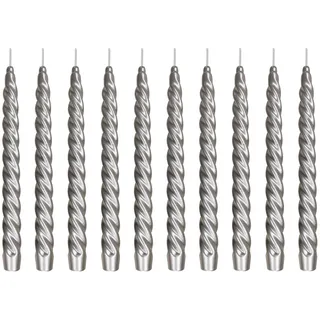 Renaissancekerze Spitzkerze gedreht lackiert silber 10 Stück Größe ca 22x250 mm
