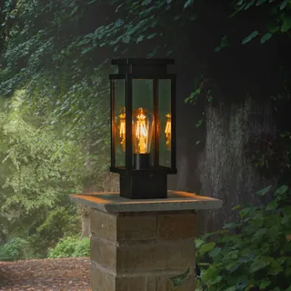 Lights4fun LED Gartenleuchte Ebony Zaunleuchte aus Aluminium