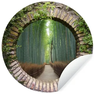 MuchoWow Wandsticker Bambus - Wald - Japanisch - Aussicht (1 St), Wandtattoo Selbstklebend, Wohnzimmer Deko Aufkleber, 30x30 cm bunt 30 cm x 30 cm x 0.1 cm