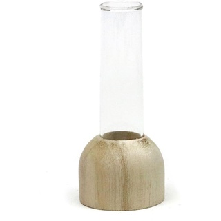 NaDeco Reagenzglas Vase aus Holz, Packung mit 2 Stück, in Zwei Größen wählbar | Reagenzgläser für Blumen | Hydroponische Vase | Dekovase | Glasvase mit Ständer | Glasvase Zylinder, Größe:h.10 Ø2cm
