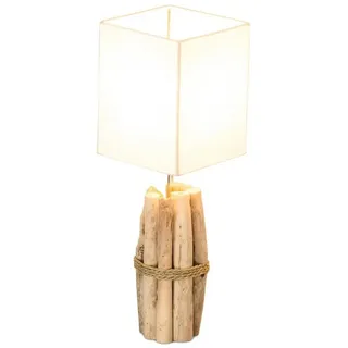 Levandeo® Nachttischlampe, Tischlampe 17x50x17cm Treibholz Tischleuchte Unikat Holz Lampe