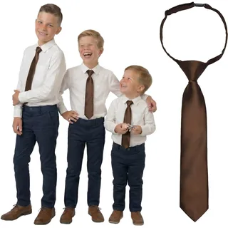 DonDon Kinder-Krawatte vorgebunden & verstellbar mit Clip in drei Längen für Kleinkinder, Kinder und Jugendliche für Hochzeit, Taufe & Kommunion - 32 cm | 110 - 135 cm Körpergröße (6 - 8 Jahre)