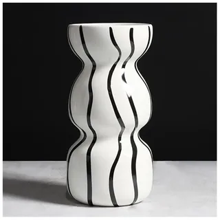 Lllunimon Einfache kreative schwarz weiß gestreifte Vase, Display-Ständer, Desktop-Keramik-Vase, Moderne Wohnkultur, Housewarming, Jahrestag, Hochzeitsgeschenk