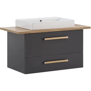 Schildmeyer Waschtisch Duo 702036, anthrazit/Eiche Landhaus Dekor, 102,2 x 50 x 61,5 cm