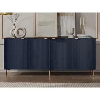 Sideboard mit 4 Türen - MDF & Stahl - Blau & Goldfarben - YESINIA