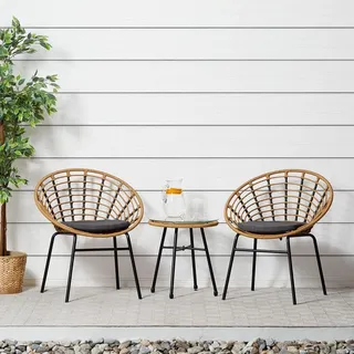 Homestyle4u Gartenmöbel Set 3-tlg. Braun