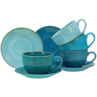 Creatable Tassenset Nature Collection Aqua, Blau, Gold, Keramik, 8-teilig, 300 ml, 30x22x30 cm, Kaffee & Tee, Tassen, Kaffeetassen-Sets