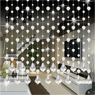 Perlenvorhang Kristallperlenvorhang 1m Kristall Glasperlen Vorhang Luxus Wohnzimmer Schlafzimmer Fenster Tür Hochzeit Dekor (Color : Clear)
