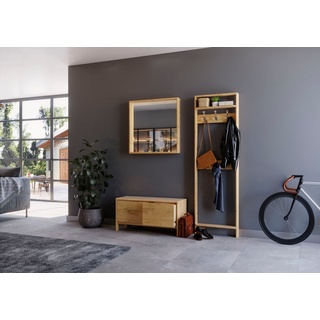 Home affaire Garderoben-Set Luven, (Set, 3-St), zertifiziertes Massivholz, bestehend aus Spiegel, Paneel und Kommode beige