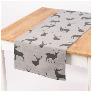 SCHÖNER LEBEN. Tischläufer SCHÖNER LEBEN. Tischläufer Jacquard Cosy Hirschen grau dunkelgrau, handmade grau